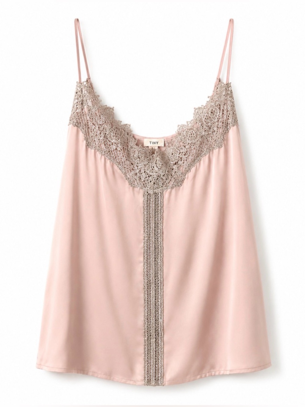 NWOT Lace-Trim Pink Satin Cami Top